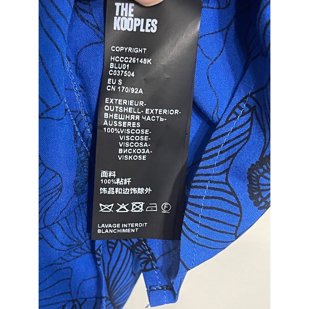 The Kooples Graphic Poppies Camp Shirt Blue Floral 100%‎ Viscose Men's S NWT - Picture 6 of 10